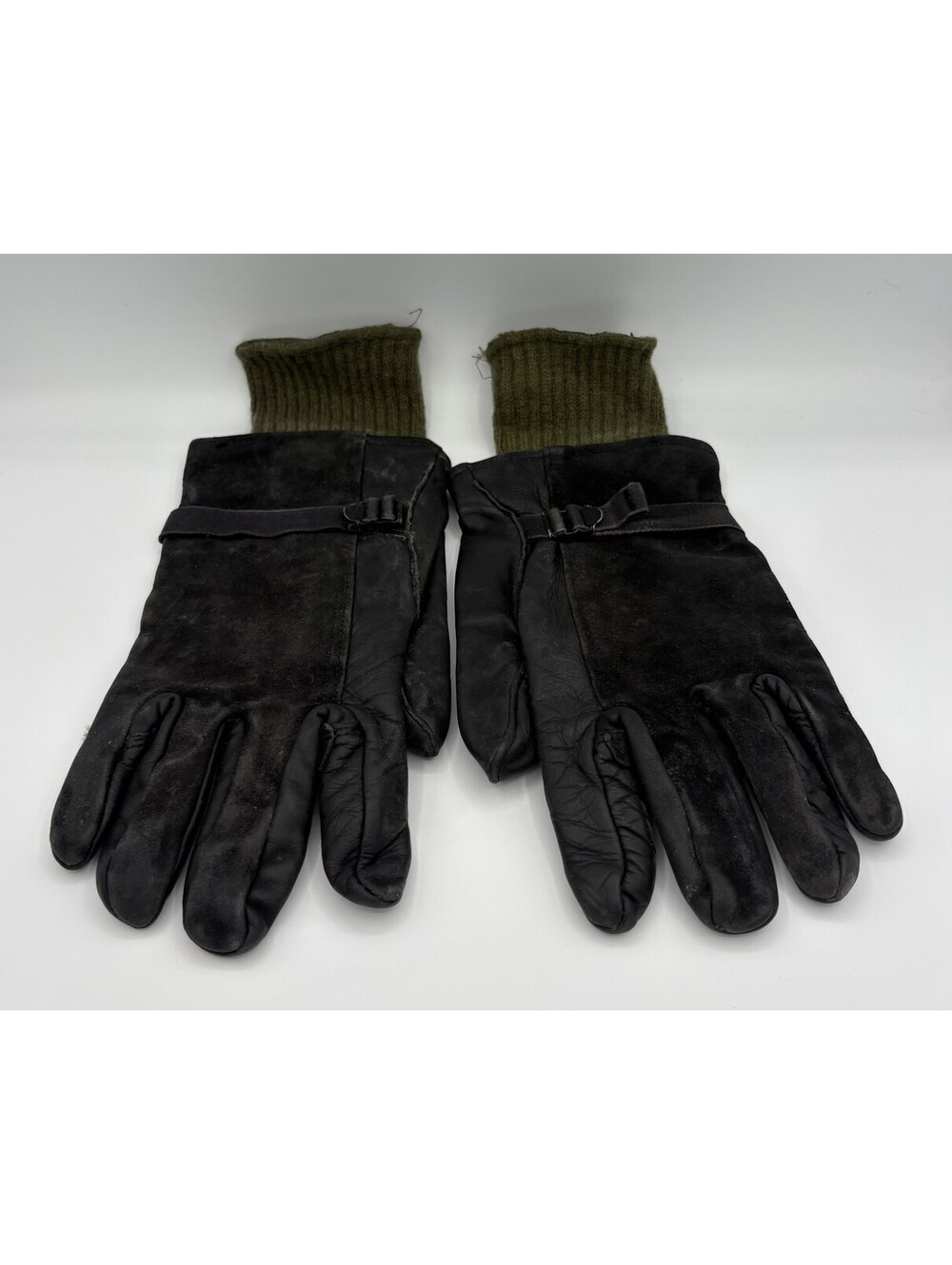 US Military Black Leather Light Duty Utility Gloves with Liner Size 4